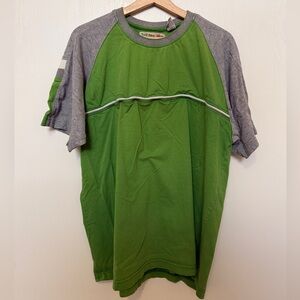 Point Zero Green and Gray Raglan Tee with Contrast Piping